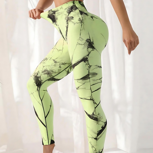 Leggings de Tie-dye Spandex con Cintura Alta